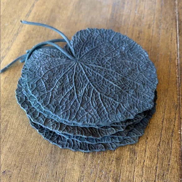 Set of 6 Vintage Rubber Leaf Shaped Coasters John P Gleason Los Angeles 1950's - Picture 7 of 7